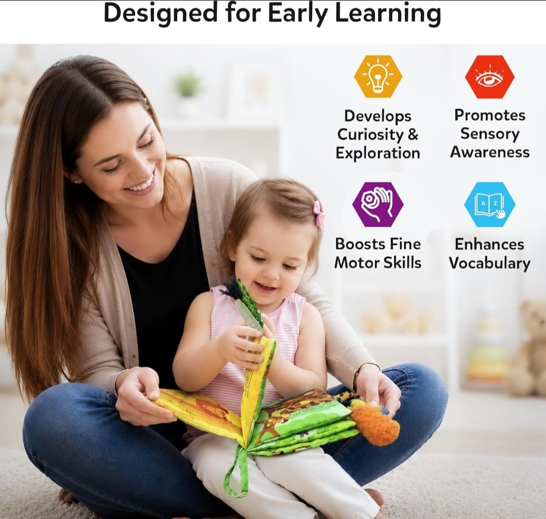 Skillmatics Sensory Cloth Book – 10 Animal Tails, Interactive Baby Book
Baby Book with Crinkle Pages, Early Learning & Sensory Play, Educational Toy & Gift for Babies 6–24 Months view 6
