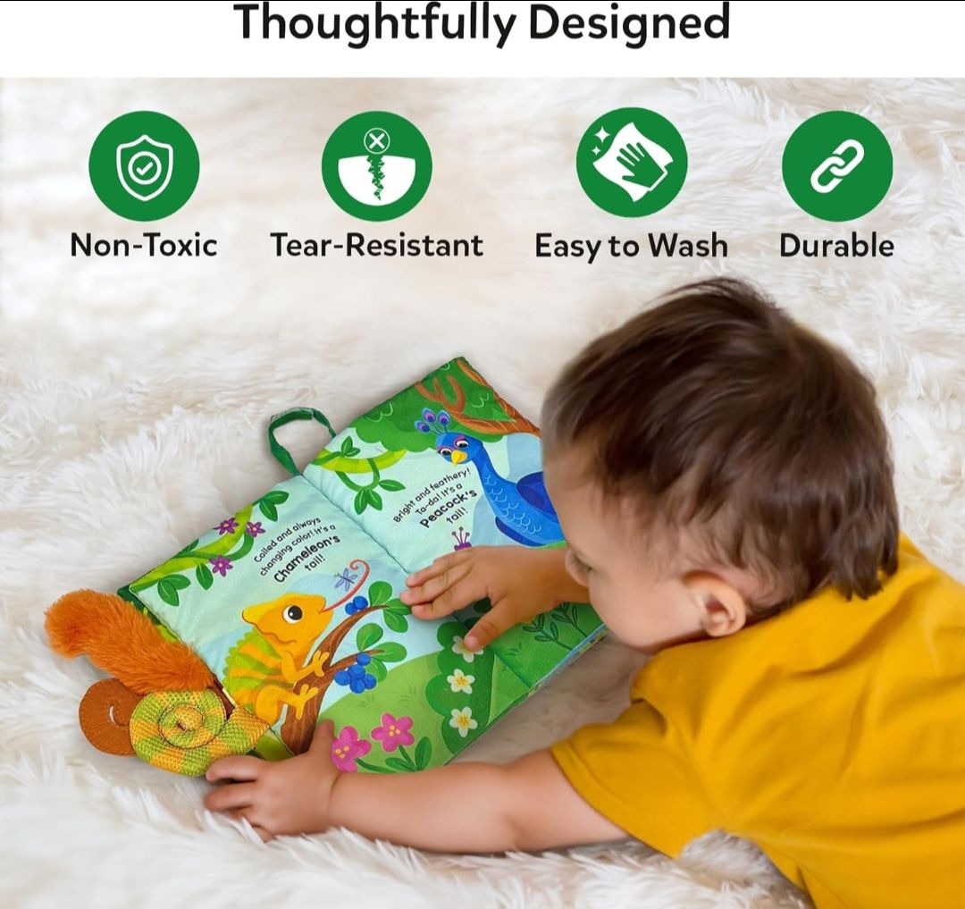 Skillmatics Sensory Cloth Book – 10 Animal Tails, Interactive Baby Book
Baby Book with Crinkle Pages, Early Learning & Sensory Play, Educational Toy & Gift for Babies 6–24 Months view 5