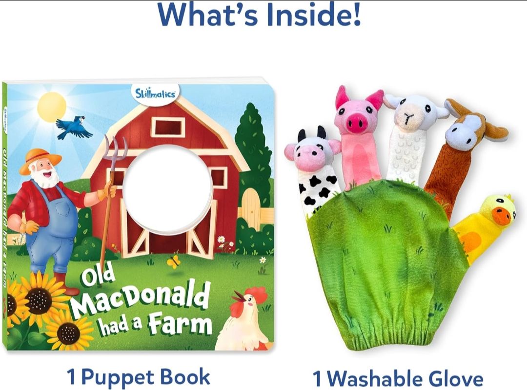 Skillmatics Cloth Puppet Book - Old Macdonald Had a Farm, Finger Puppets
Interactive for Infants & Toddlers, Early Learning & Sensory Toys, Nursery Rhyme, Gifts for Babies Ages 6 Months to 2 Years view 6