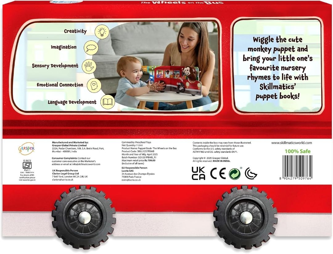 Skillmatics Cloth Puppet Book – The Wheels on The Bus, Finger Puppets
Interactive for Infants & Toddlers, Early Learning & Sensory Toys, Nursery Rhyme, Gifts for Babies Ages 6 Months to 2 Years view 7