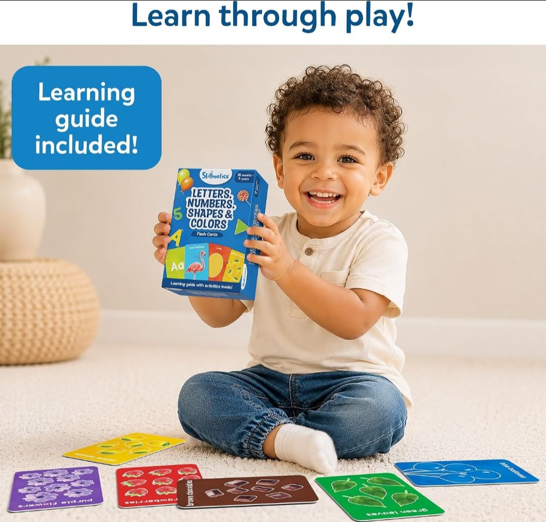 Skillmatics Thick Flash Cards for Toddlers - Letters, Numbers, Shapes & Colors, Montessori Toys, Preschool Language_Skills Learning Activities, Learning Aids, Gifts for Kids Ages 1, 2, 3, 4 Years
Letters, Numbers, Shapes & Colors, Montessori Toys, Learning Aids, Screen-Free & Educational Gift for Kids Ages 1, 2, 3, 4 view 3