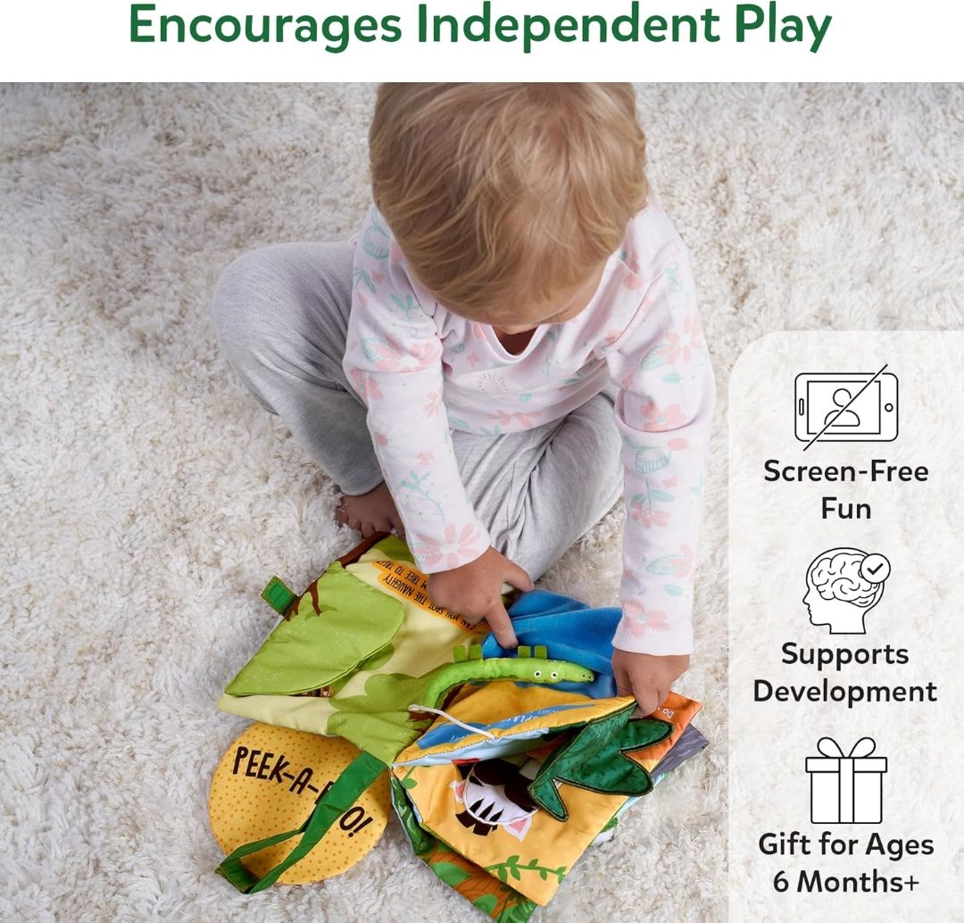 Skillmatics Peek-a-Boo Jungle Book – Soft Cloth Baby Book
Infant & Toddler Toys, Crinkle Pages for Sensory Play, Gifts for Ages 6 Months and Up view 5