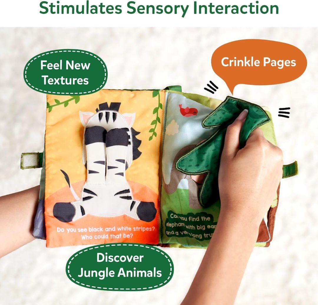 Skillmatics Peek-a-Boo Jungle Book – Soft Cloth Baby Book
Infant & Toddler Toys, Crinkle Pages for Sensory Play, Gifts for Ages 6 Months and Up view 6