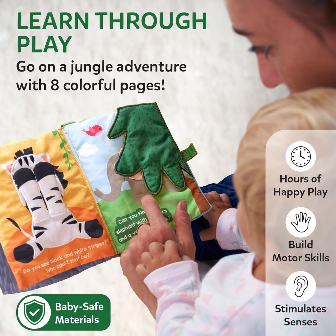 Skillmatics Peek-a-Boo Jungle Book – Soft Cloth Baby Book
Infant & Toddler Toys, Crinkle Pages for Sensory Play, Gifts for Ages 6 Months and Up view 3
