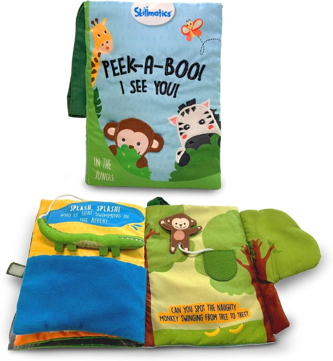 Skillmatics Peek-a-Boo Jungle Book – Soft Cloth Baby Book
Infant & Toddler Toys, Crinkle Pages for Sensory Play, Gifts for Ages 6 Months and Up view 8