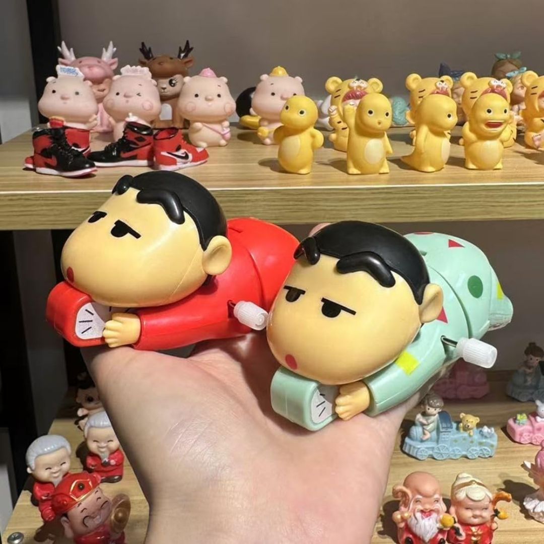 Wind Up Crawling Toy Cartoon Boy Figure with Key, Plastic Moving Toy for Kids (Action Figure Toys_Pist Green) view 3