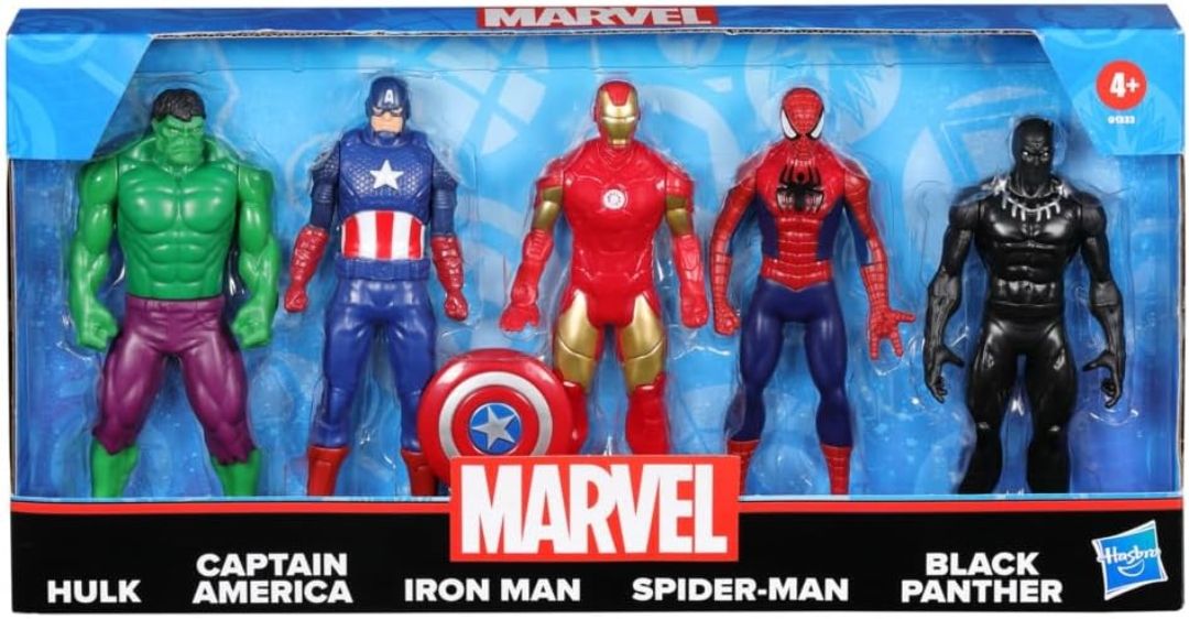 Marvel 6-Inch (15 CM) Hulk, Captain America, Iron Man, Spider-Man, & Black Panther Action Figure Set with Shield Accessory, Super Hero Toys, Ages 4+, Birthday Gift for Kids view 3