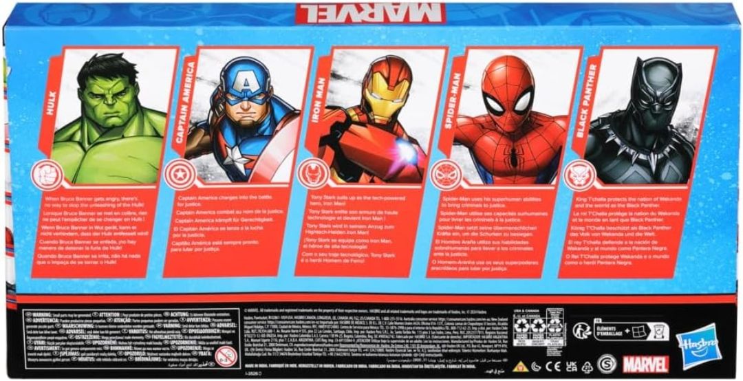 Marvel 6-Inch (15 CM) Hulk, Captain America, Iron Man, Spider-Man, & Black Panther Action Figure Set with Shield Accessory, Super Hero Toys, Ages 4+, Birthday Gift for Kids view 2