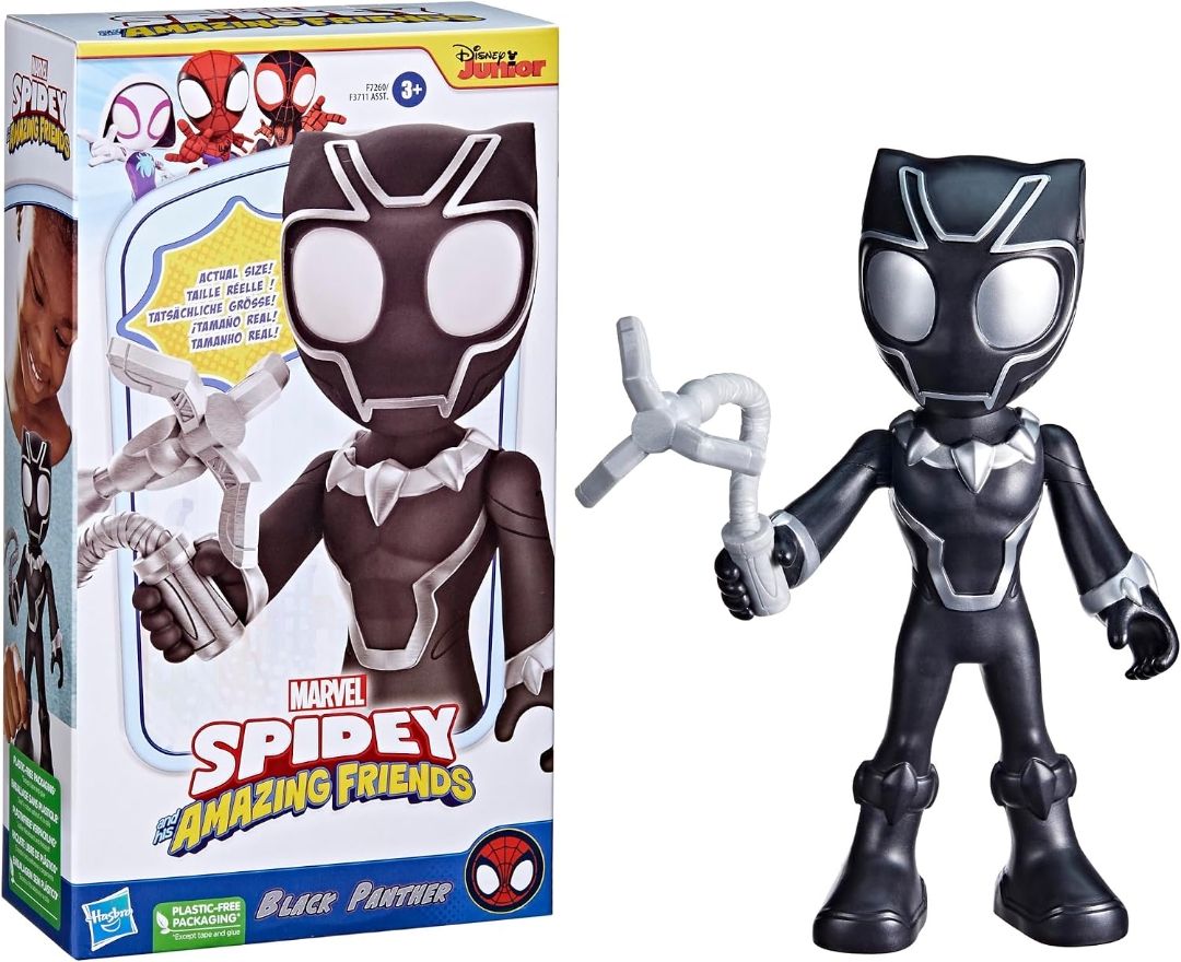 Marvel Spidey and His Amazing Friends Supersized Black Panther 9-inch Action Figure, Preschool Toys, Super Hero Toys for 3 Year Old Boys and Girls and Up view 9