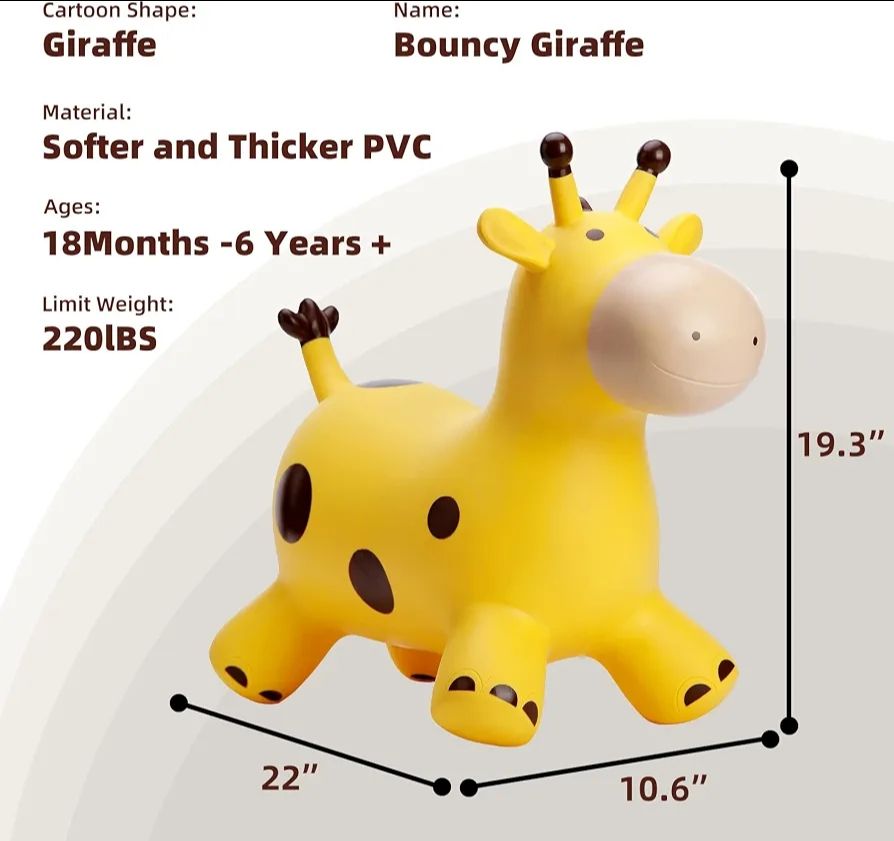 Giraffe Bouncy Animal Hopper for Toddlers 18 Months+, Inflatable Bouncing Hopper Toys, Outdoor Indoor Ride on Horse Bouncer Hopping Toys, Birthday Gifts for Boys Girls 2 3 4 5 6 Years Old view 7