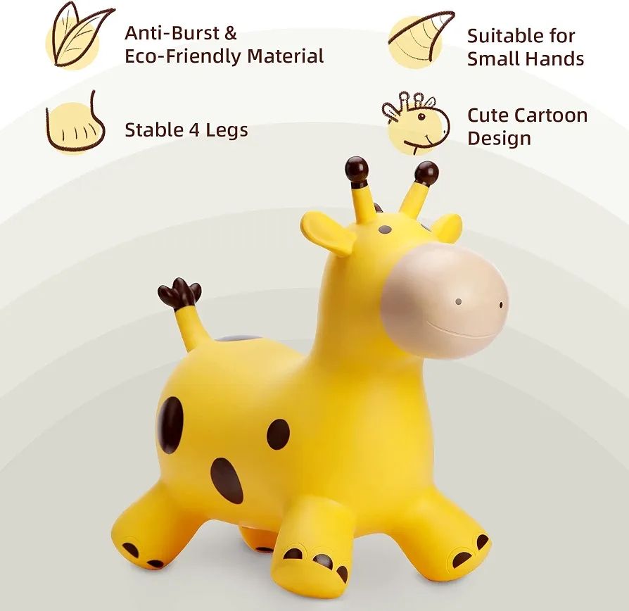 Giraffe Bouncy Animal Hopper for Toddlers 18 Months+, Inflatable Bouncing Hopper Toys, Outdoor Indoor Ride on Horse Bouncer Hopping Toys, Birthday Gifts for Boys Girls 2 3 4 5 6 Years Old view 5