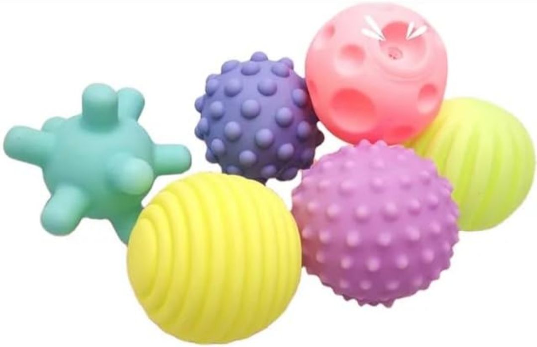 Sensory Ball Set for Babies, 6 Pieces, Multi-Textured Soft Balls, Multi-Color