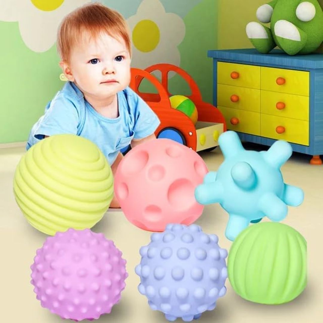 Sensory Ball Set for Babies, 6 Pieces, Multi-Textured Soft Balls, Multi-Color view 2