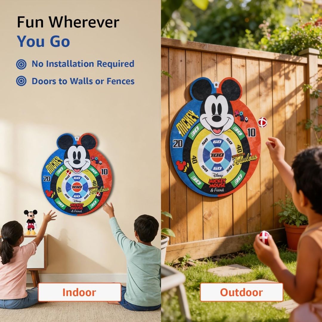 Brand -Jam & Honey Safe Sticky Dart Board Game|for Kids 3+ Years|Official Micky Mouse Themed|Skill Development|Easy Installation|Portable|Indoor & Outdoor Friendly|Quality Approved| Value view 6