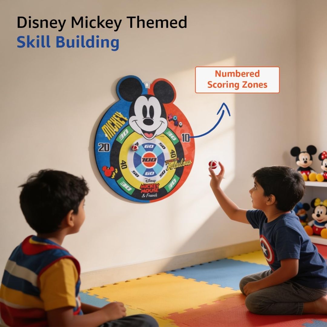 Brand -Jam & Honey Safe Sticky Dart Board Game|for Kids 3+ Years|Official Micky Mouse Themed|Skill Development|Easy Installation|Portable|Indoor & Outdoor Friendly|Quality Approved| Value view 4