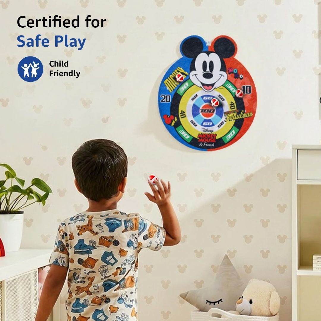 Brand -Jam & Honey Safe Sticky Dart Board Game|for Kids 3+ Years|Official Micky Mouse Themed|Skill Development|Easy Installation|Portable|Indoor & Outdoor Friendly|Quality Approved| Value view 5