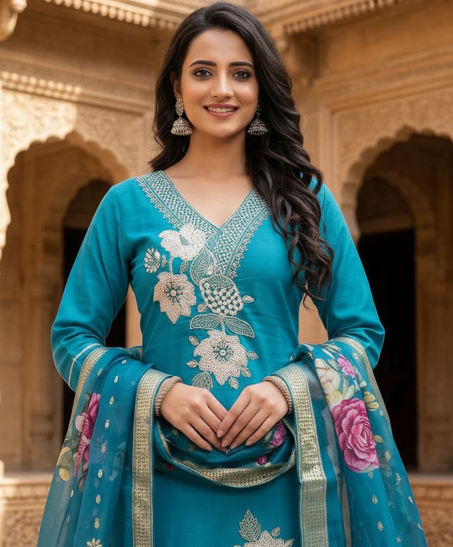 Burleen Fabric Kurta Set view 6
