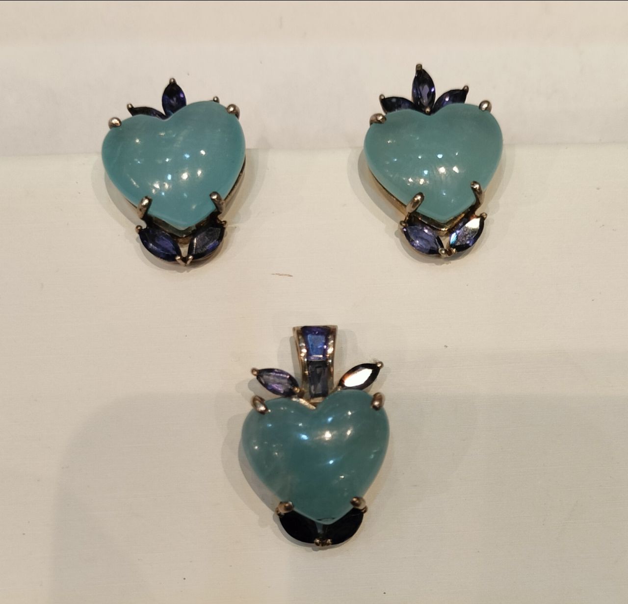 Heart Shaped Aquamarine Set (Sterling Silver) view 5