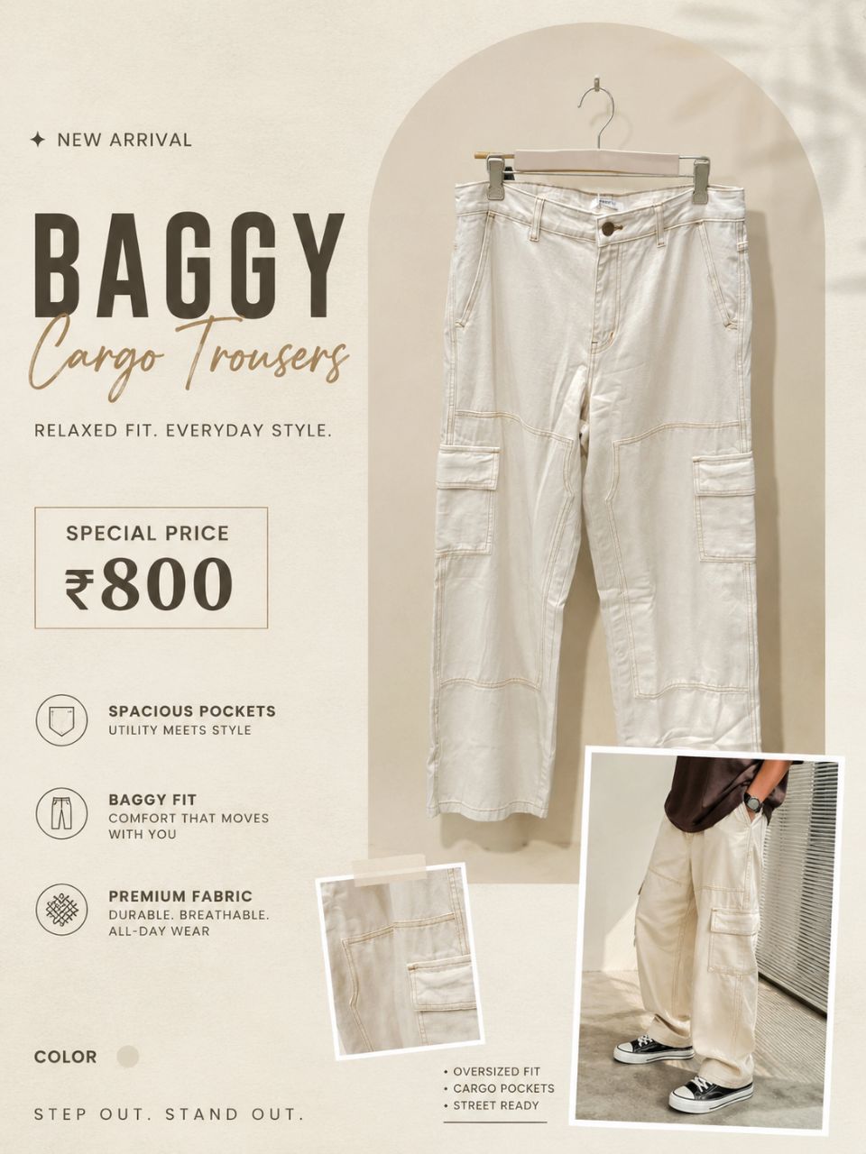 Baggy Fit Cargo Style Denim view 2