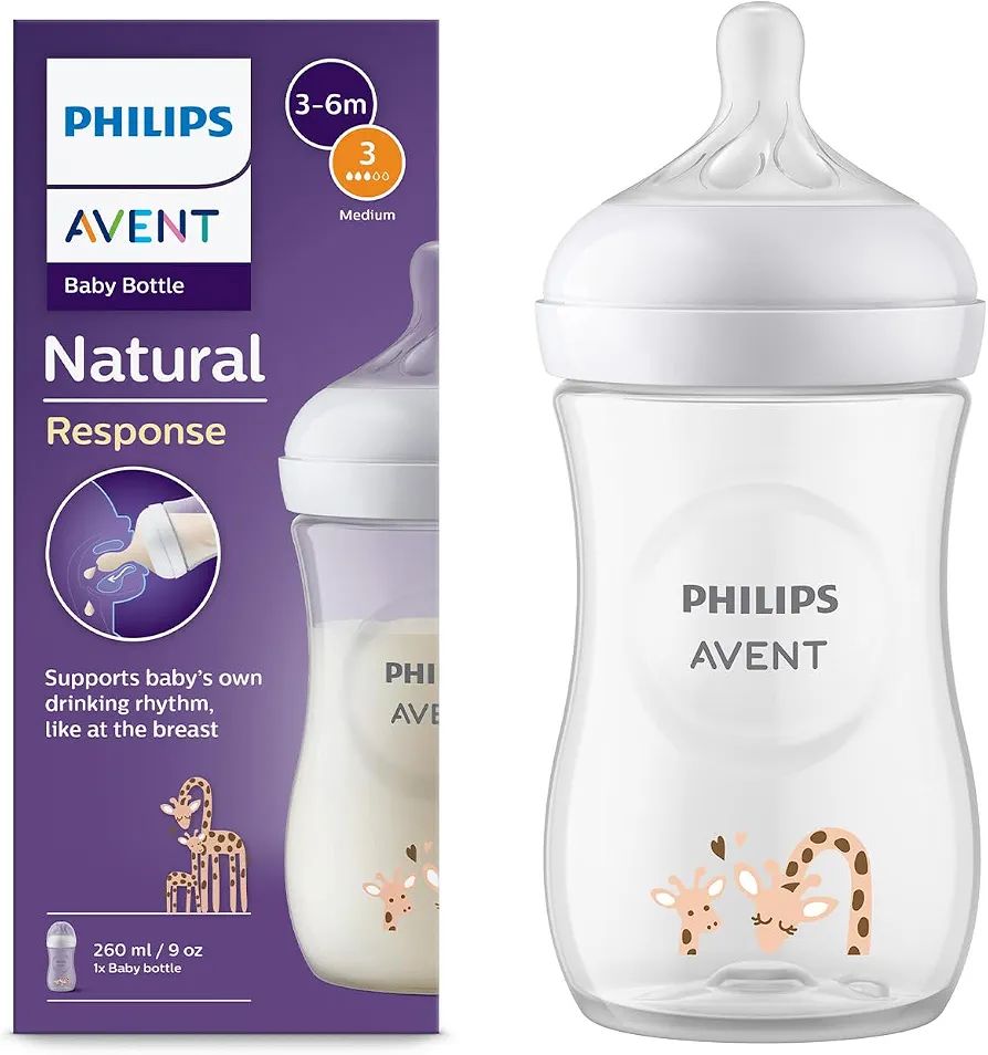 Philips Avent Natural Baby Plastic Feeding Bottle | No.1 Brand Recommended by Moms Worldwide | Ideal for 1 months+| Natural Response Technology Mimics Breastfeeding | Uniquely Designed Nipple releases milk only when baby drinks | Pack of 1 | SCY903/66
No.1 Brand Recommended by Moms Worldwide, Ideal for 1 months+, Natural Response Technology Mimics Breastfeeding