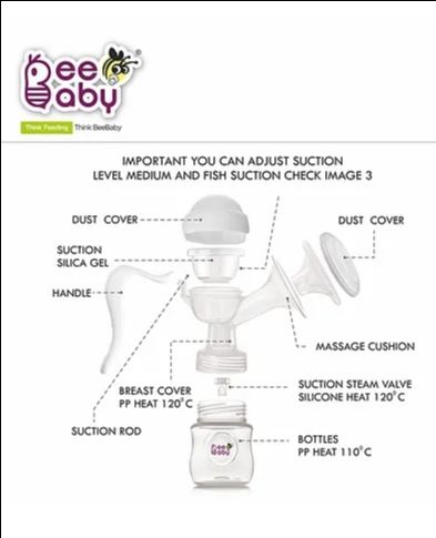 Beebaby BeeBaby Comfort Fit 2 in 1 Manual Breast Pump - White view 7
