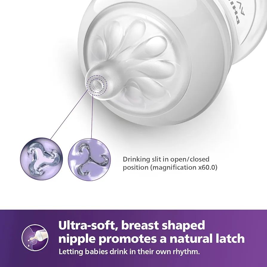 Philips Avent Natural Plastic Baby Feeding Bottle | No.1 Brand Recommended by Moms Worldwide | Ideal for 1 months+| Natural Response Technology Mimics Breastfeeding | Uniquely Designed Nipple releases milk only when baby drinks | Pack of 1| SCY903/01 view 2