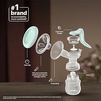 Philips Avent Essential Manual Breast pump SCF417/11 | Easy Silicone massage cushion & Ergonomic handle, Soft & Gentle, BPA Free view 2