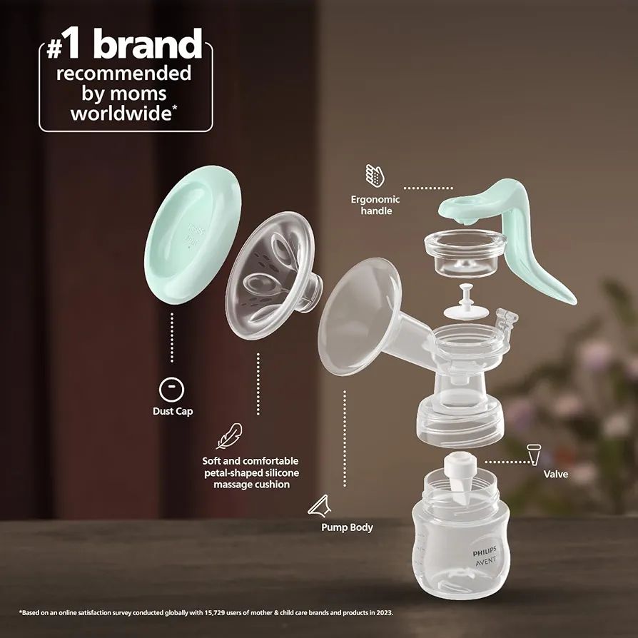 Philips Avent Essential Manual Breast pump SCF417/11 | Easy Silicone massage cushion & Ergonomic handle, Soft & Gentle, BPA Free view 4