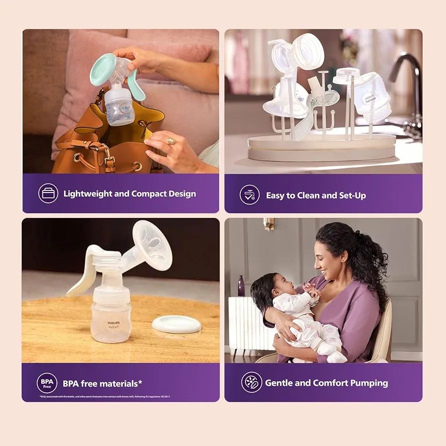 Philips Avent Essential Manual Breast pump SCF417/11 | Easy Silicone massage cushion & Ergonomic handle, Soft & Gentle, BPA Free view 6