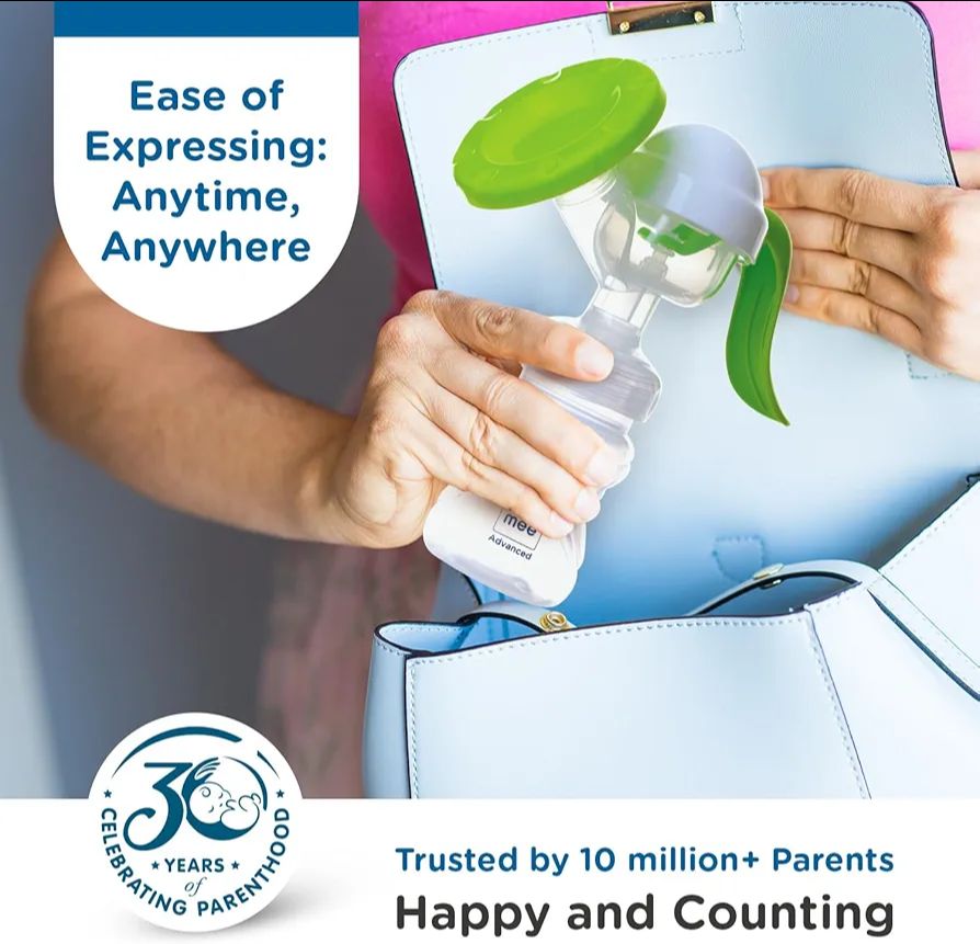 Mee Mee Quiet Express Manual Breast Pump for Feeding Mothers with 2 Level Suction Adjustment, Soft & Gentle Silica Pad, Anti-Back Flow Compact Design, Easy & Painless Breast Feeding, BPA Free (Green) view 6