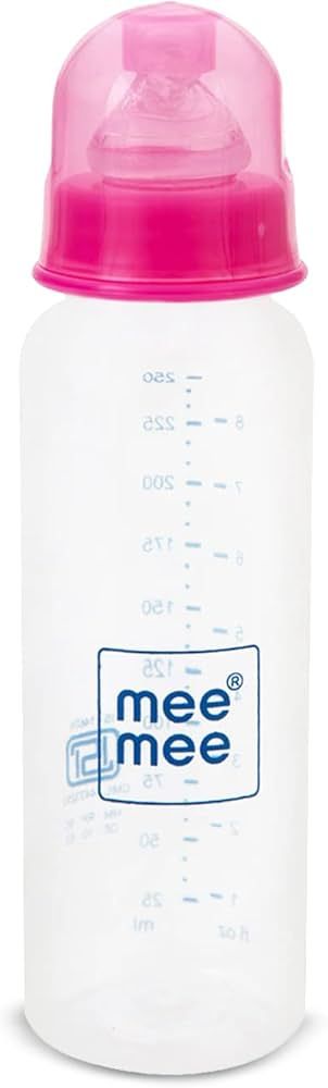 Mee Mee Baby Plastic Feeding Bottle 250Ml |BPA-Free Baby Milk Bottle with Eazy Flo Technology, Anti-Colic Valve, Non Toxic and Ergonomic Design for New Born/Infants/Toddler Upto 3 Years (Pink)