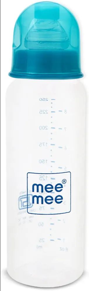 Mee Mee Baby Plastic Feeding Bottle 250Ml |BPA-Free Baby Milk Bottle with Eazy Flo Technology, Anti-Colic Valve, Non Toxic and Ergonomic Design for New Born/Infants/Toddler Upto 3 Years (Blue)