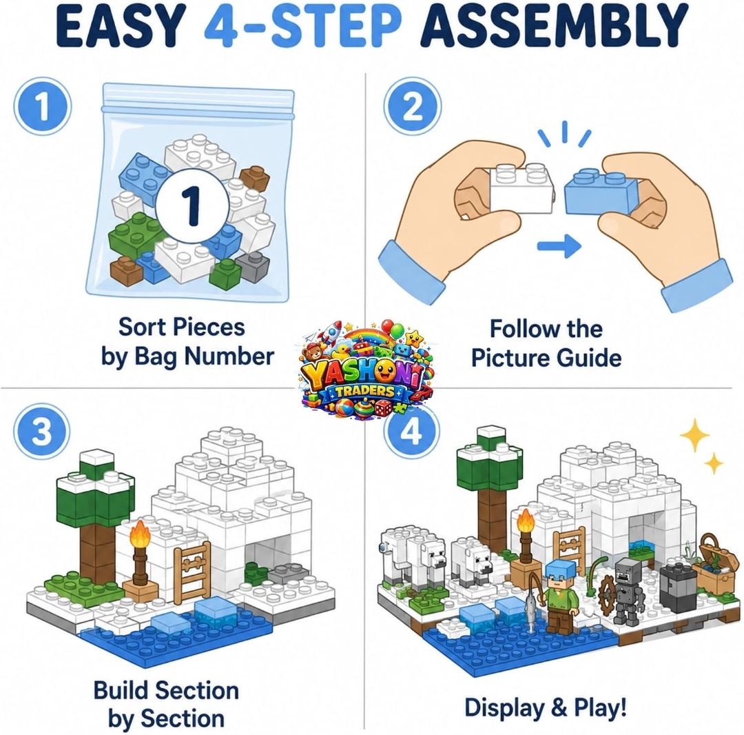Yashoni Building Blocks Toy Set for Kids | DIY STEM Construction Bricks with Mini Figures, Creative Models & Educational Play Set| Blocks Game (838), 278 Pcs The Ice House) view 6