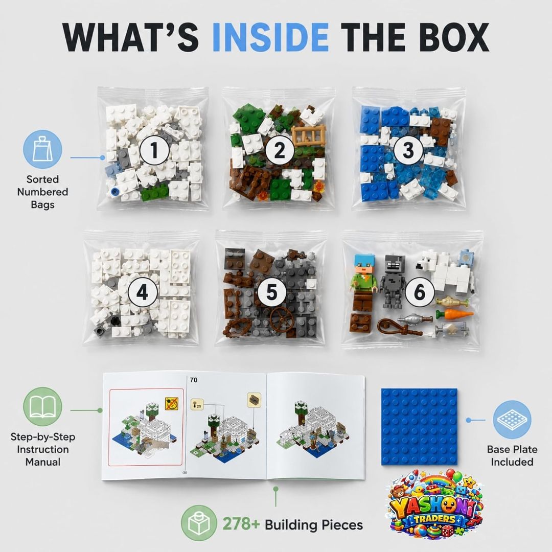 Yashoni Building Blocks Toy Set for Kids | DIY STEM Construction Bricks with Mini Figures, Creative Models & Educational Play Set| Blocks Game (838), 278 Pcs The Ice House) view 4