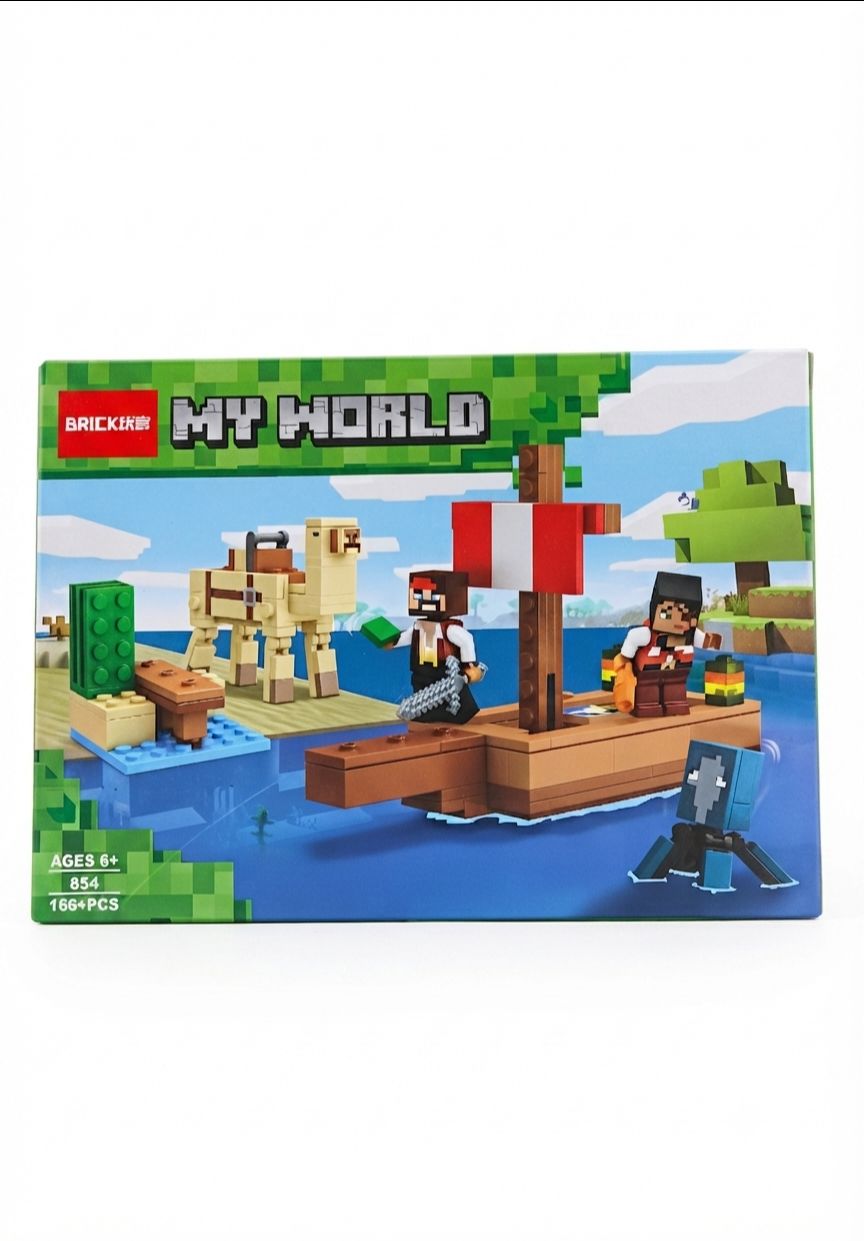 Brick My World Building Blocks – Pirate Boat Adventure Set (166+ Pieces)