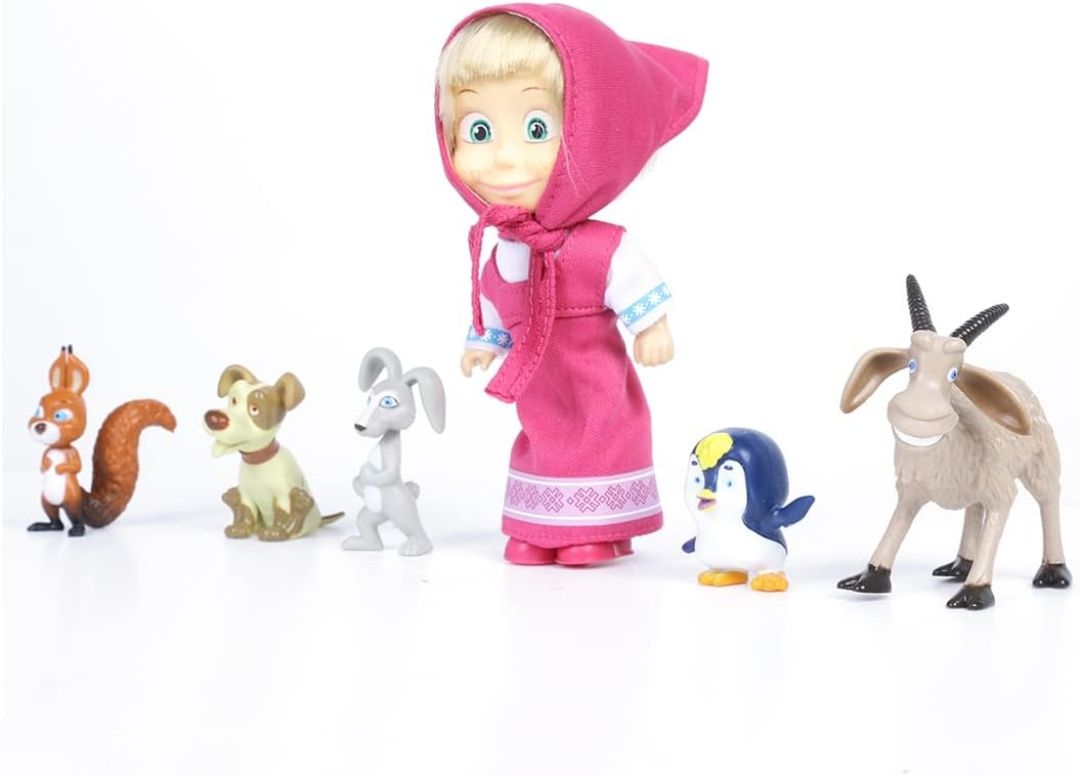 Masha and the Bear 12 Cm Toy Doll | Famous Cartoon | Ideal Gift Set for Girls Kids (Masha and Animals - Pink) view 4