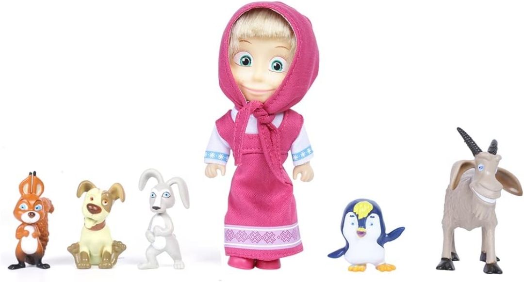 Masha and the Bear 12 Cm Toy Doll | Famous Cartoon | Ideal Gift Set for Girls Kids (Masha and Animals - Pink) view 5