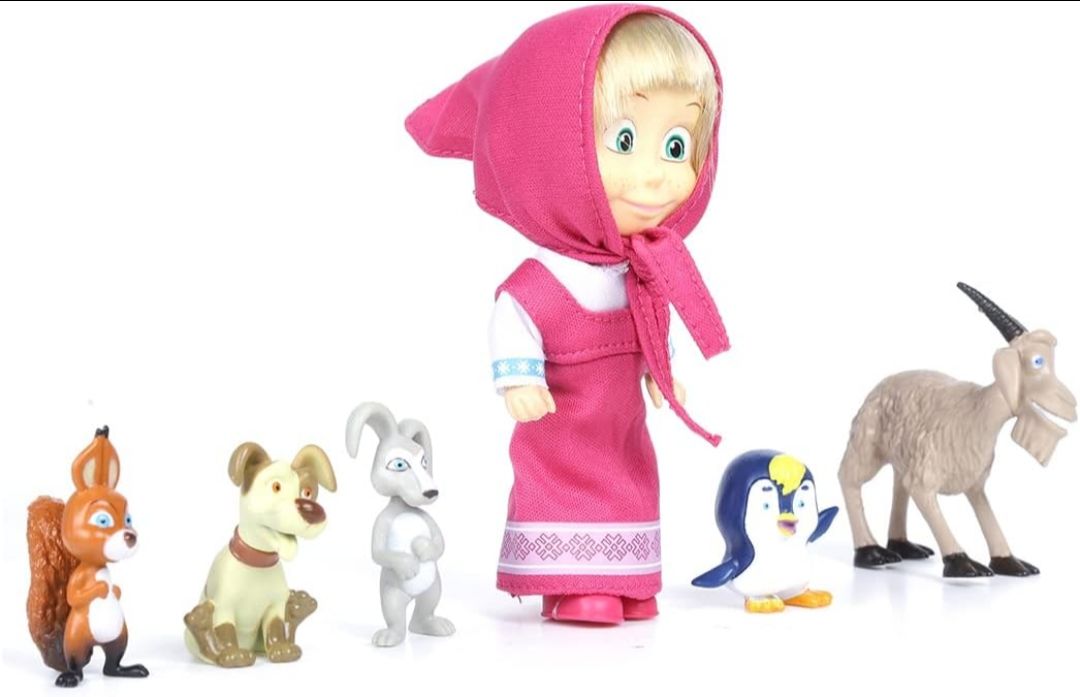 Masha and the Bear 12 Cm Toy Doll | Famous Cartoon | Ideal Gift Set for Girls Kids (Masha and Animals - Pink) view 6