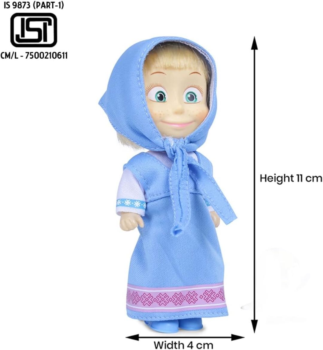 Masha and the Bear 12 Cm Toy Doll | Famous Cartoon | Ideal Gift Set for Girls Kids (Masha Set - Blue) view 2