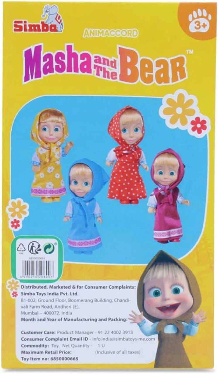 Masha and the Bear 12 Cm Toy Doll | Famous Cartoon | Ideal Gift Set for Girls Kids (Masha Set - Blue) view 8
