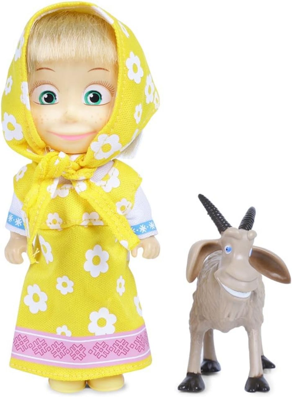 Masha and the Bear 12 Cm Toy Doll | Famous Cartoon | Ideal Gift Set for Girls Kids (Masha with Animal -Yellow) view 3