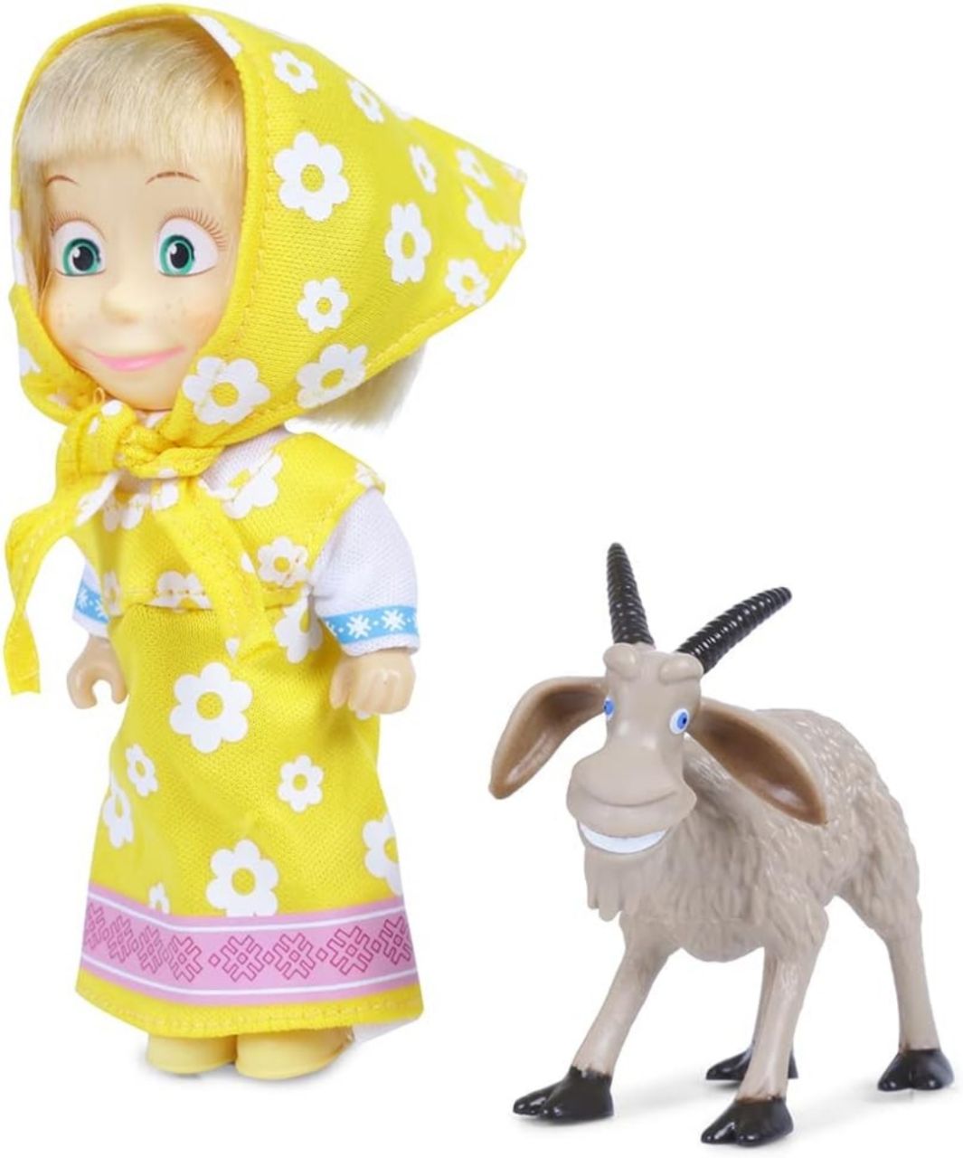 Masha and the Bear 12 Cm Toy Doll | Famous Cartoon | Ideal Gift Set for Girls Kids (Masha with Animal -Yellow) view 2