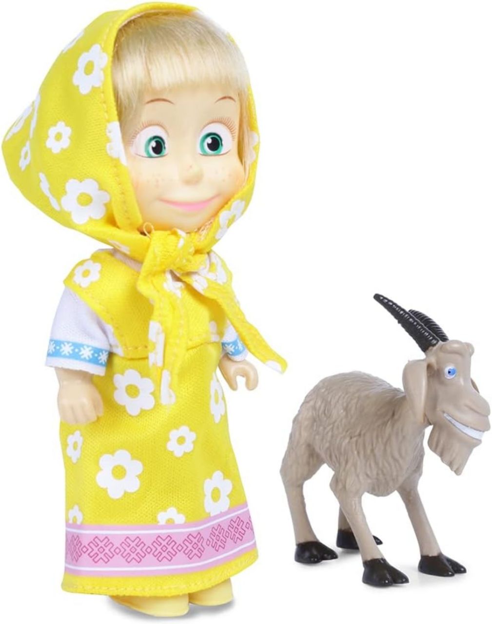 Masha and the Bear 12 Cm Toy Doll | Famous Cartoon | Ideal Gift Set for Girls Kids (Masha with Animal -Yellow)