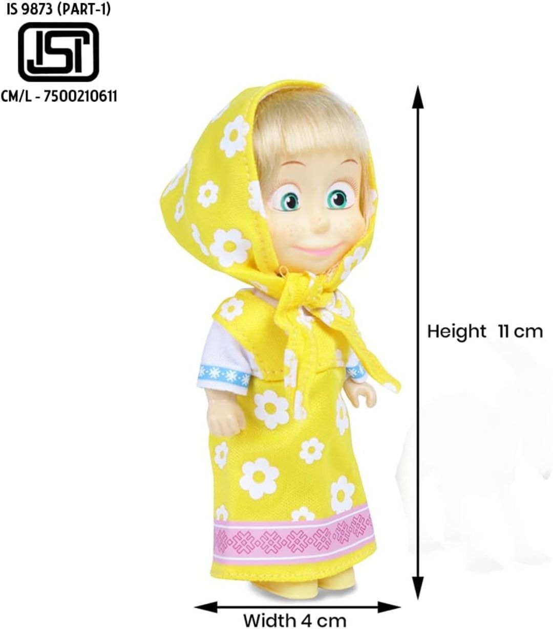 Masha and the Bear 12 Cm Toy Doll | Famous Cartoon | Ideal Gift Set for Girls Kids (Masha Set -Yellow) view 2