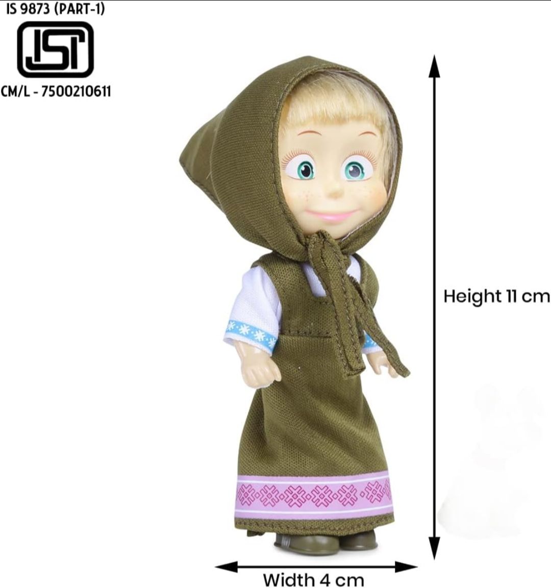 Masha and the Bear 12 Cm Toy Doll | Famous Cartoon | Ideal Gift Set for Girls Kids (Masha Set -Olive) view 3