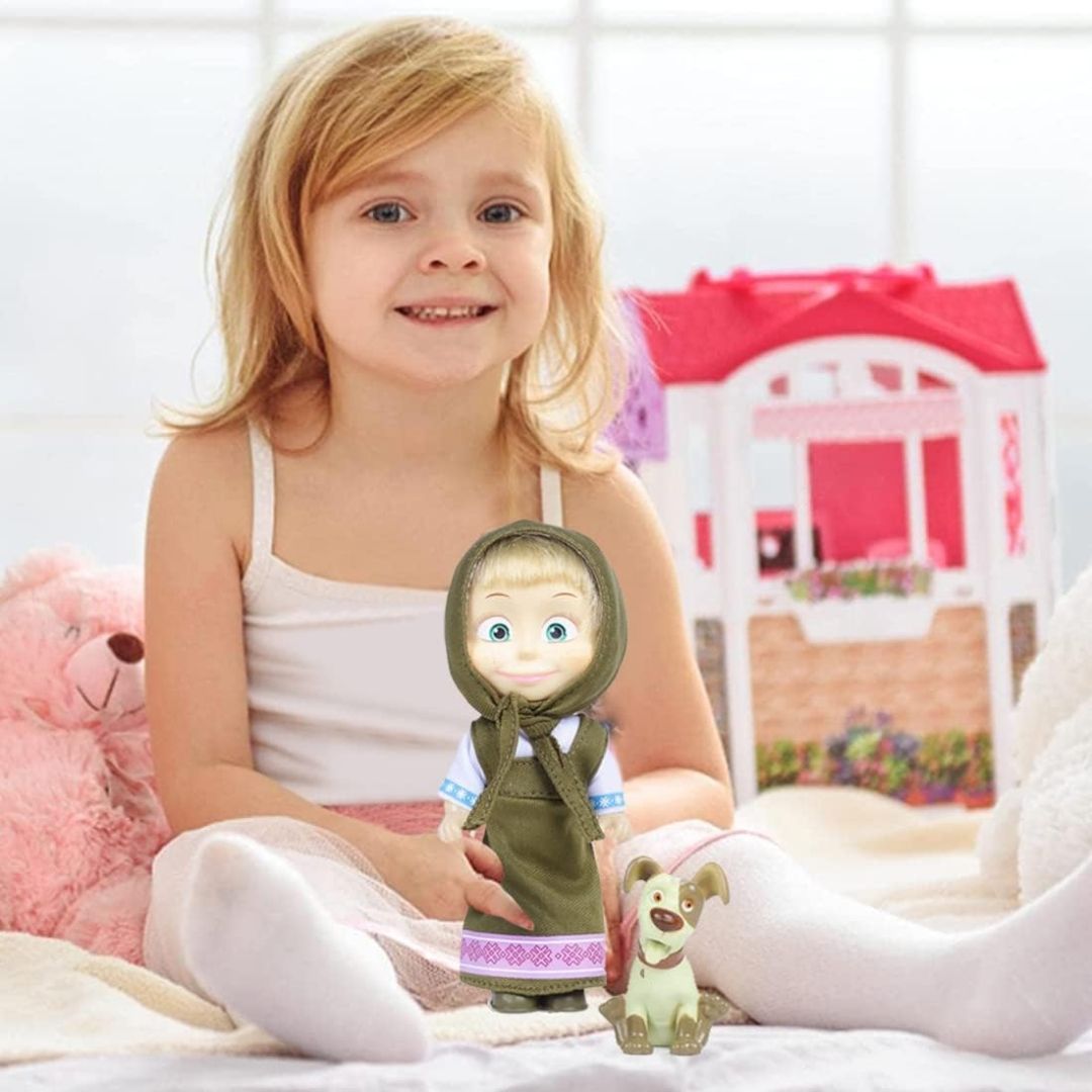 Masha and the Bear 12 Cm Toy Doll | Famous Cartoon | Ideal Gift Set for Girls Kids (Masha Set -Olive) view 5
