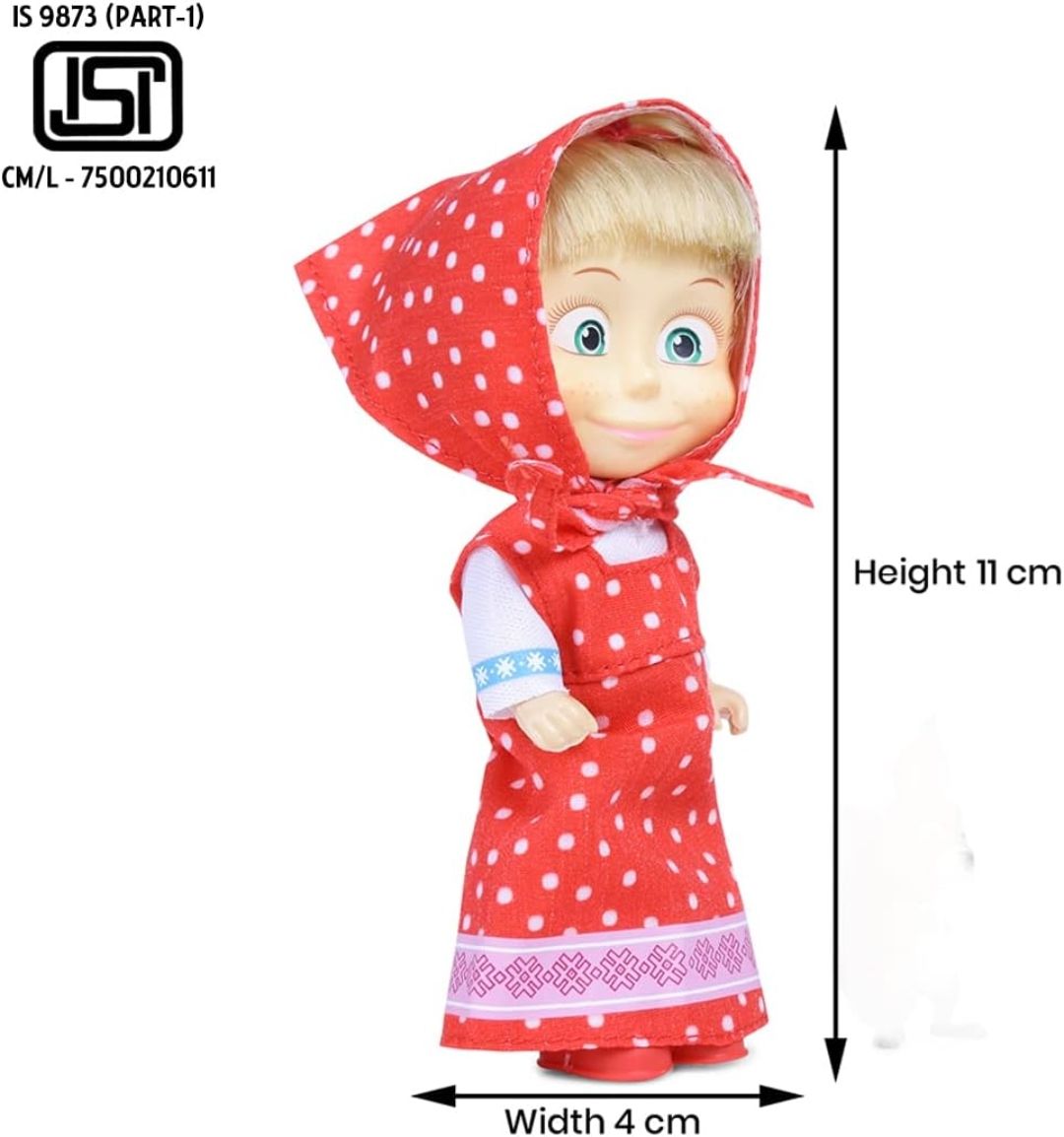Masha and the Bear 12 Cm Toy Doll | Famous Cartoon | Ideal Gift Set for Girls Kids (Masha Set -RED) view 5