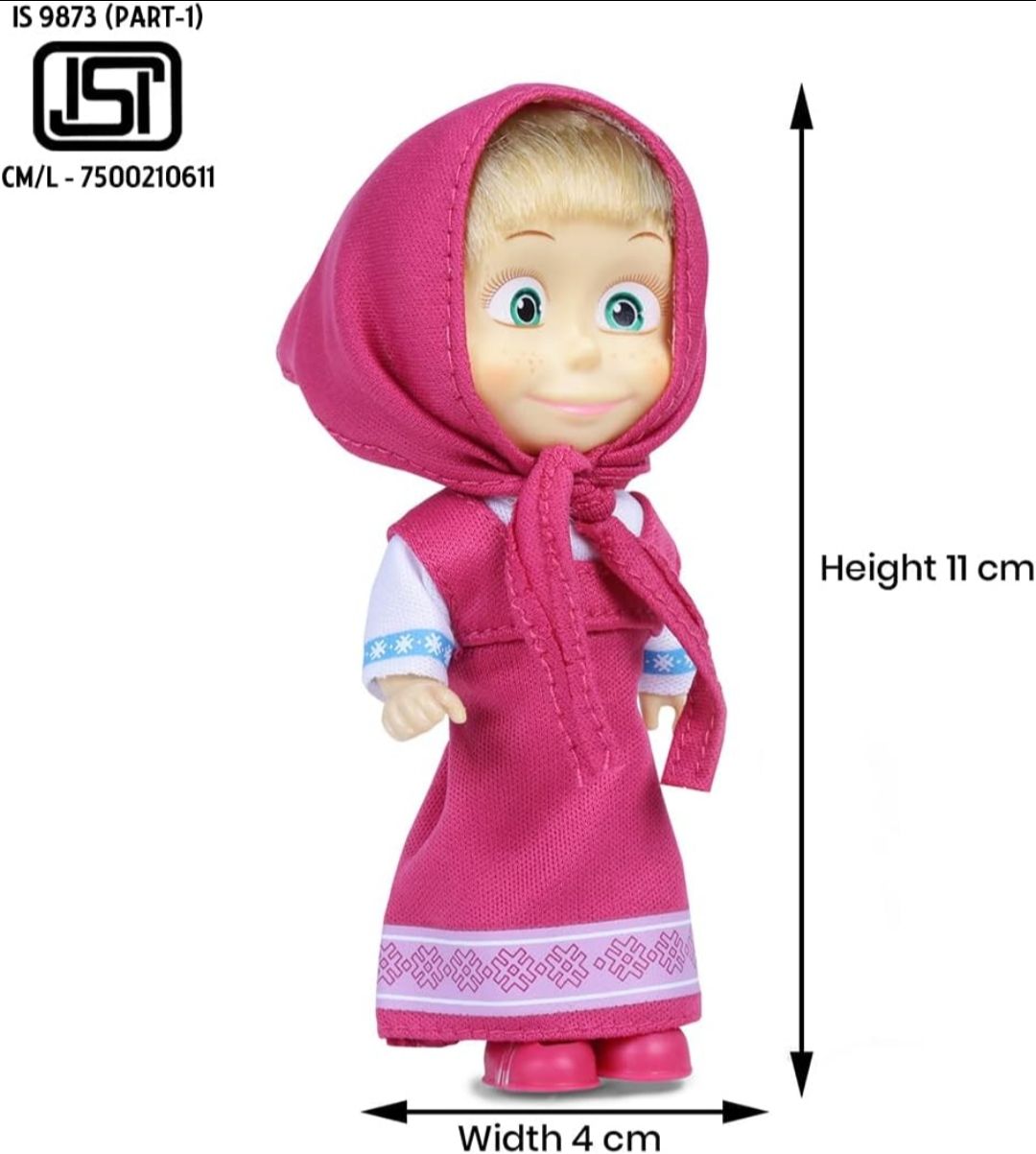 Masha and the Bear 12 Cm Toy Doll | Famous Cartoon | Ideal Gift Set for Girls Kids (Masha Set - Pink) view 2