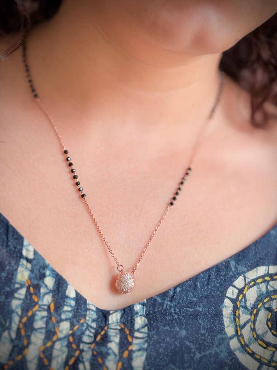 Rose Gold Polish 925silver  Mangalsutra view 2