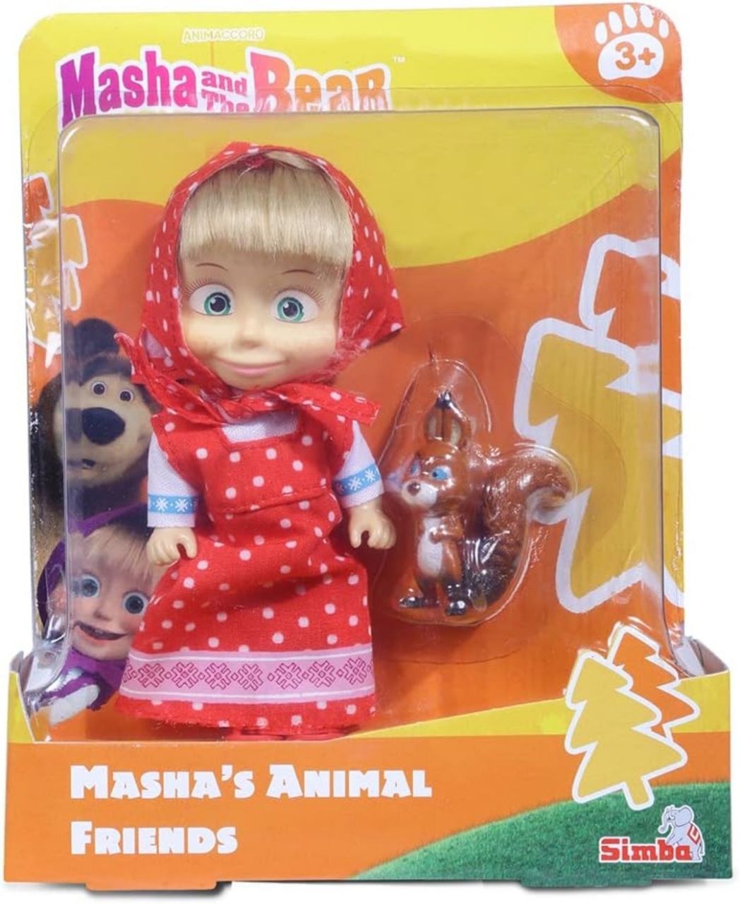 Masha and the Bear 12 Cm Toy Doll | Famous Cartoon | Ideal Gift Set for Girls Kids (Masha with Animal - RED) view 6